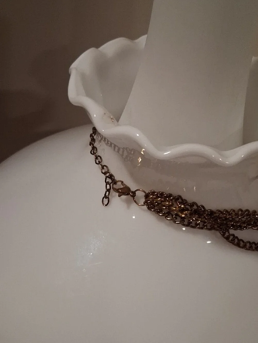 Gold-Tone Multi Strand Faux Pearl & Crystal Bib Necklace